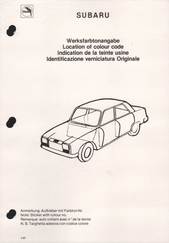1988 Subaru Paint Charts Glasurit 4